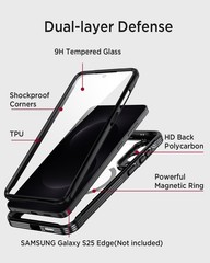 Strong Magnetic Case & Built-in Glass Screen Protector for Samsung Galaxy S25 Ed
