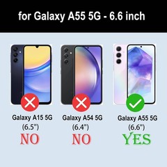 Samsung Galaxy A55 5G Wallet Case for Women, RFID Blocking Card Holder, Blackish