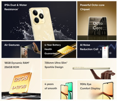 Realme C61 4G LTE Sparkle Gold – 6GB RAM – 256GB ROM – Unlocked – NEW SEALED