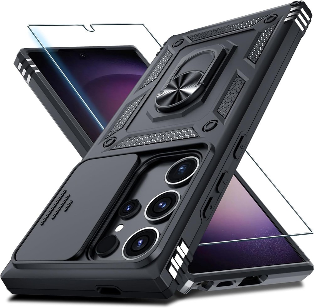 Samsung Galaxy S25 Ultra Case Built in Slide Camera Lens Cover + Screen Protecto