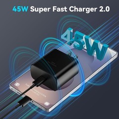 Type-C Charger Block 45W Super Fast for Samsung Galaxy Z Flip 7/Z Fold 6.6FT Cor