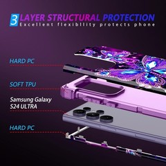 Three Layer Heavy Duty Shockproof Case for Galaxy S24 Ultra 6.8 Inch Glow in Dar
