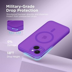 Magnetic Slim Translucent Matte Case for iPhone 14, Shockproof Protection, Neon