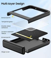 Slim Fit Hard Phone Cover for Motorola Razr 2024, Full Body Shockproof Case, Bla
