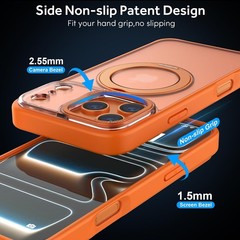 360° Rotatable Magnetic Case for iPhone 17 Pro, Shockproof Phone Cover (Orange)