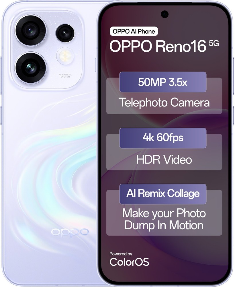Oppo Reno16 5G Factory Unlocked 12GB RAM 256GB Stellar Purple Dual SIM