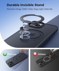 Black iPhone 14 Plus/15 Plus Case with 360 Spin Magnetic Stand – FNTCASE