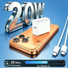 2 Pack 20W USB-C Fast Charger Adapter for iPhone 17 Pro Max/16 Pro 6FT