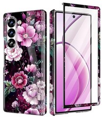 Samsung Galaxy Z Fold 6 Case Built-in Screen Protector, Gold Glitter Marble