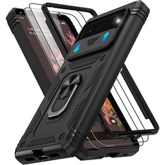 for Google Pixel 6 Case with 2 Screen Protector, Military Class with 360-Black