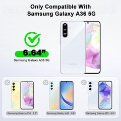 Samsung Galaxy A36 5G Phone Case with [2Pcs] Tempered Glass Screen Protector, Bl