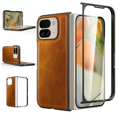 Google Pixel 9 Pro Fold PU Leather+Hard Case Ultra Thin Slim Shockproof Yellow