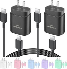 25W Fast Charger Adapter Type-C 2 Pack with 6FT Cable for Galaxy S24/S25