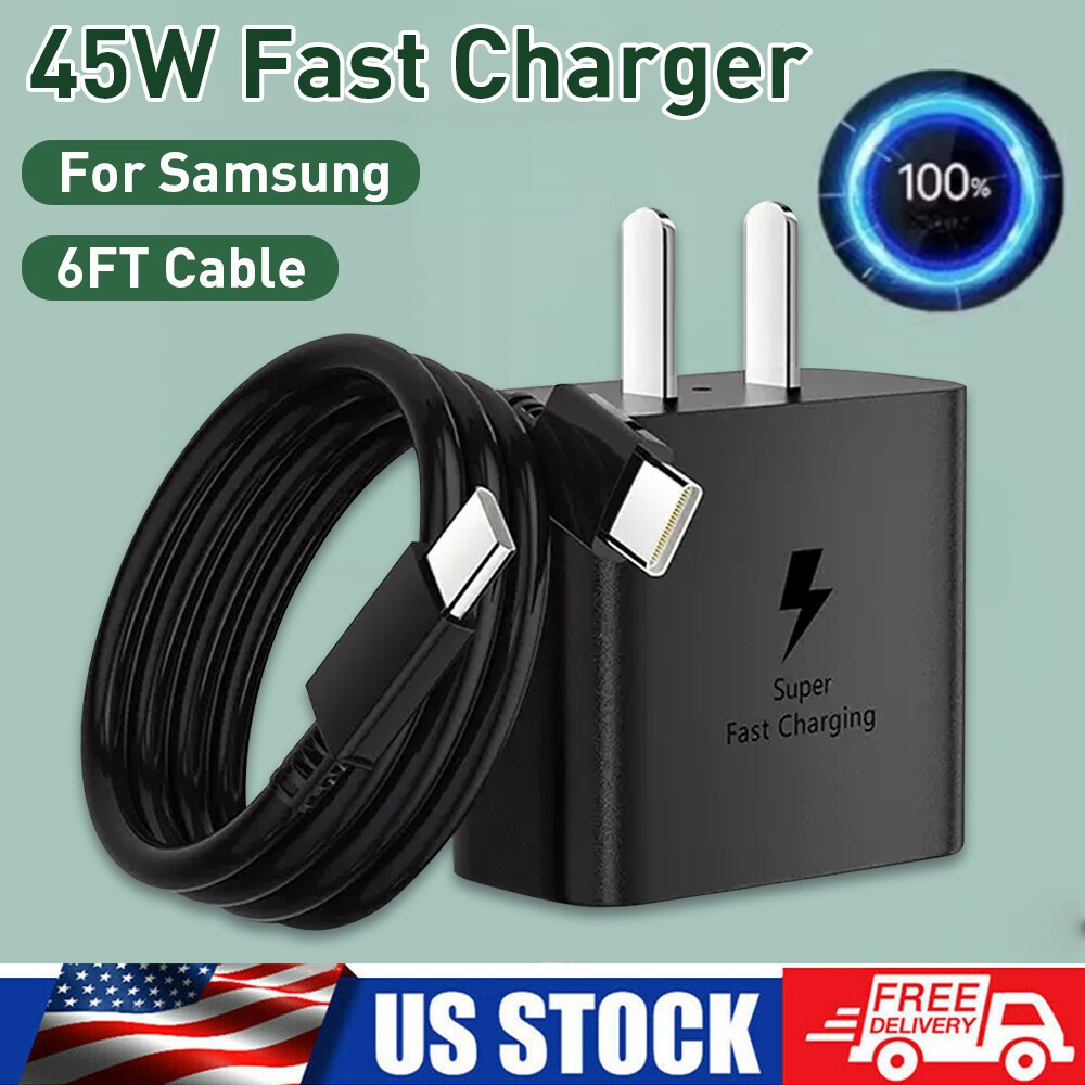 45W PD Super Fast Wall Charger+Type-C Cable For Samsung Galaxy S23 S22 S21 S20