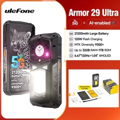 Global Ulefone Armor 29 Ultra 5G Rugged Phone 16GB+1TB Dual Screen 120W 21200mAh