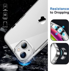 Shockproof Phone Bumper Cover Case for iPhone 14 6.1-Inch, Clear, Non-Yellowing