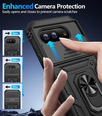 Google Pixel 10A Case with Screen Protector & Slide Camera Lens Cover, Black