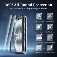 2PCS Screen Protector for iPhone 17 Tempered Glass Anti Scratch Bubble Free Case