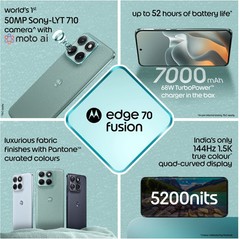 MOTOROLA Edge 70 Fusion (Blue Surf, 8+128GB) Snapdragon® 7s Gen 4 SmartPhone.