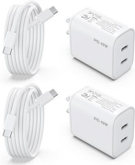 iPhone 17 16 15 Charger, 2 Pack 40W USB C Dual Port Fast Charging Block 6 ft Cab
