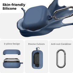 Midnight Blue Shockproof Silicone Case Cover for Samsung Galaxy Buds4/Buds4 Pro