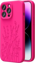 Magnetic Engraved Case for iPhone 14 Pro Max, Slim Liquid Silicone Phone Case