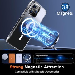 Magnetic for iPhone 14 Pro Max Case Clear with Privacy Screen Protector and Full