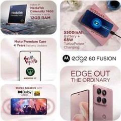 MOTOROLA Moto Edge 60 Fusion 5G-Factory Unlocked Dual SIM-8GB RAM-PINK Zephyr
