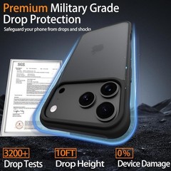 for iPhone 17 Pro Matte Phone Case, Shockproof Lightweight Anti-Fingerprint Cove