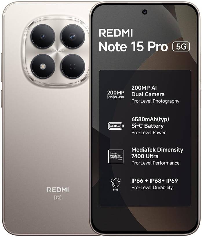 Xiaomi Redmi Note 15 Pro 5G Factory Unlocked | 6580mAh Battery |8GB RAM 128GB