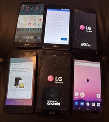 TWO Work Lot of 6 G3 5x K7 Phoenix 4 M327 Smartphone Broken Fast