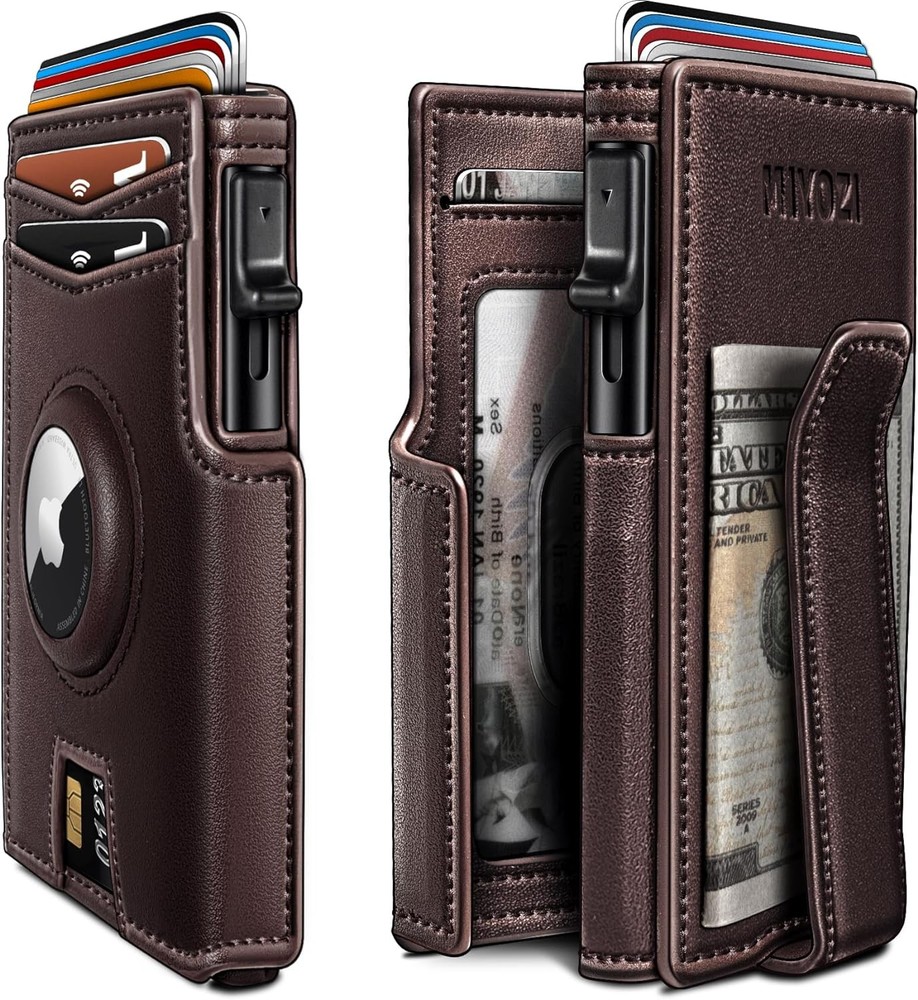 Airtag Wallet for Men, Smart Slim Pop Up Credit Card Holder with RFID Blocking