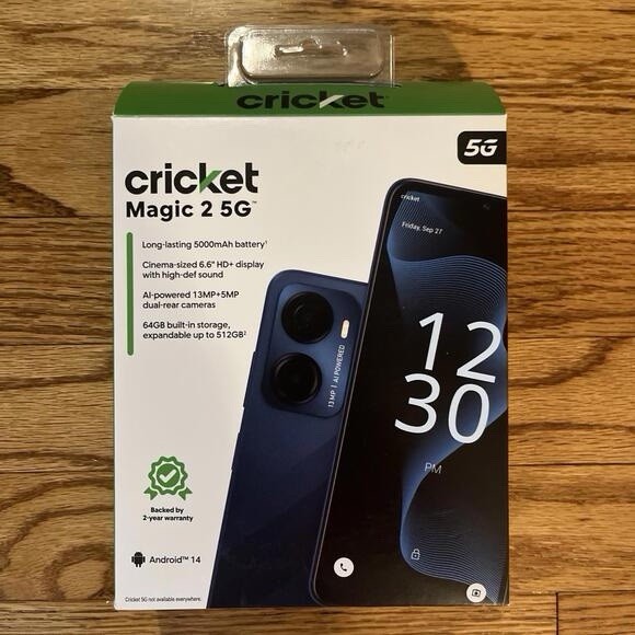 New/Sealed Cricket Wireless Magic 2 5G, 64GB Blue Dusk Prepaid Smartphone Locked