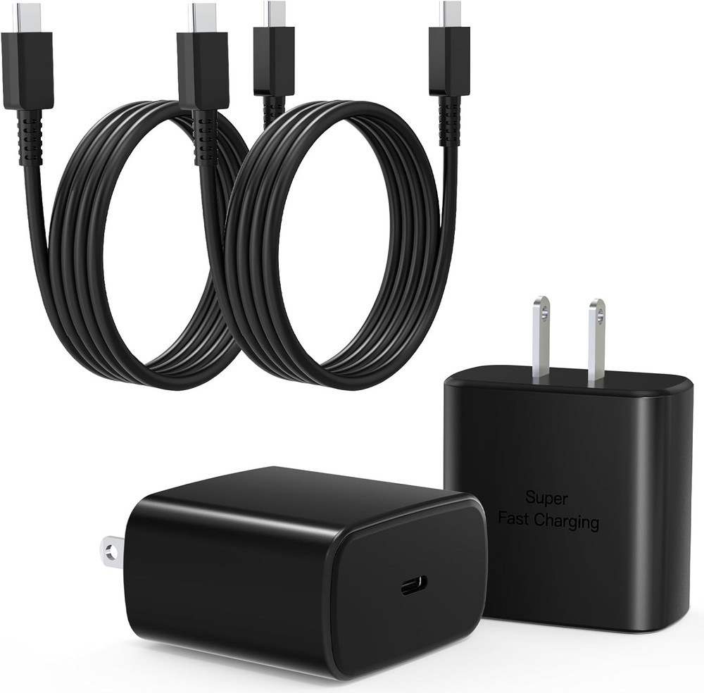 2 Pack 25W USB-C Fast Charger Adapter for Samsung Galaxy S25/S24 3FT