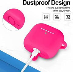Silicone Skin Case Cover with Keychain for Apple AirPods 4th Gen – Hot Pink