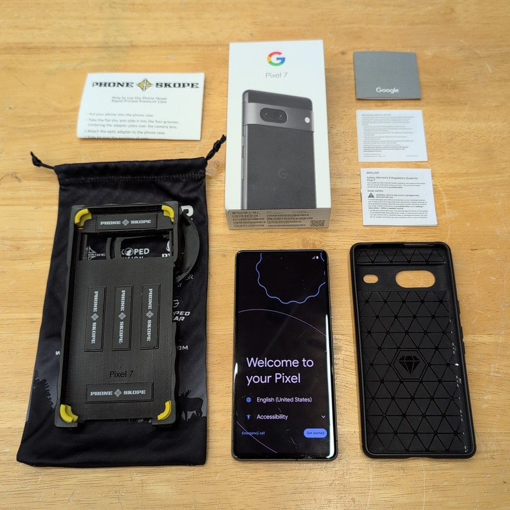 Verizon Google Pixel 7 128GB Obsidian Black GQML3 Cracked Screen + Phone Skope