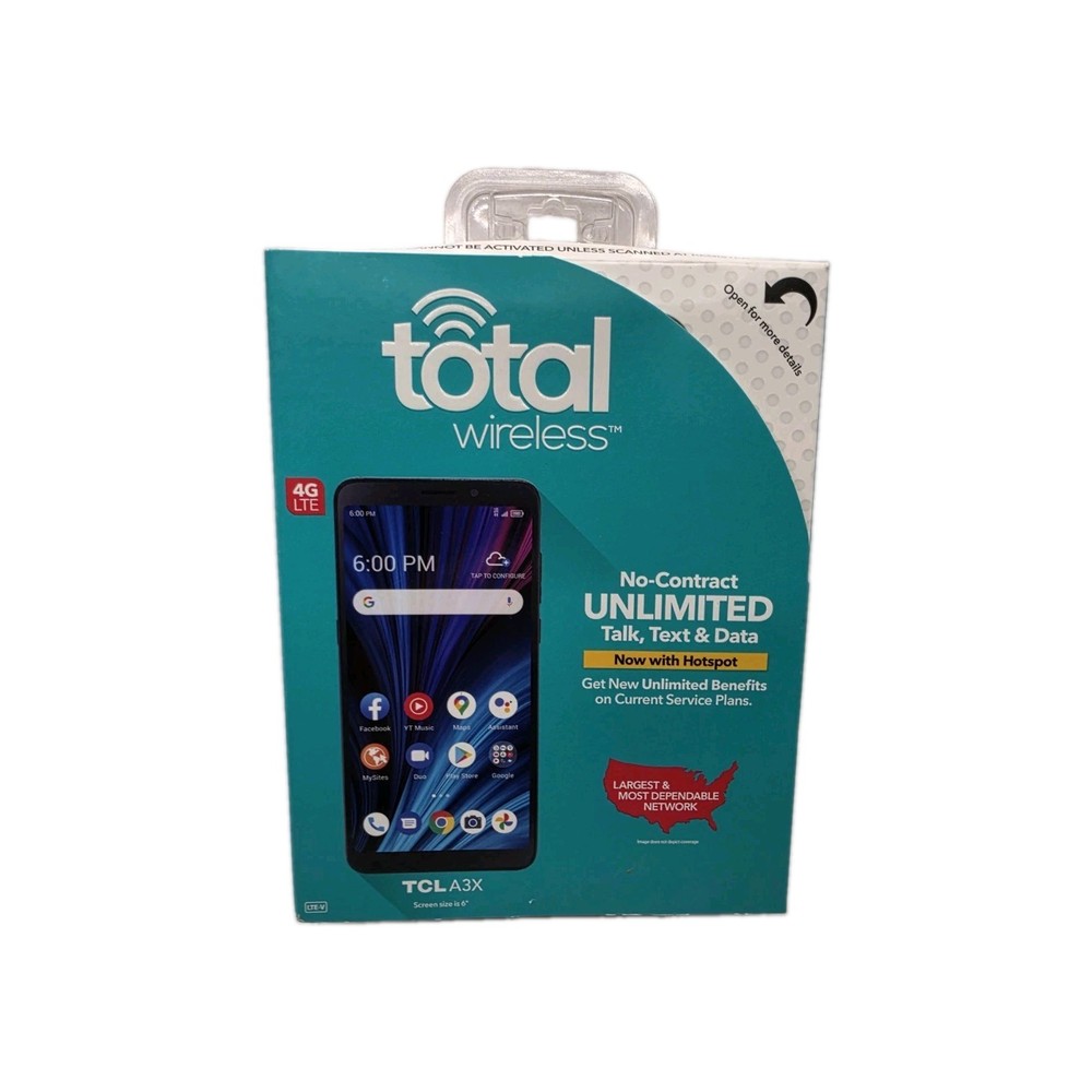 TCL A3X Total Wireless Smartphone 6″ 13MP 4G LTE Wi-Fi Android Black