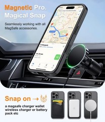 Magnetic for iPhone 15 Pro Max Case with Screen Protector and Wrist Strap, Black