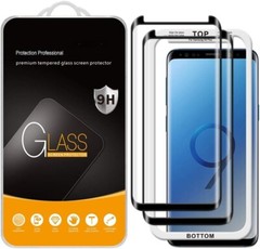 For Samsung Galaxy S9 Plus Screen Protector 2-Pack Tempered Glass HD Clear Black