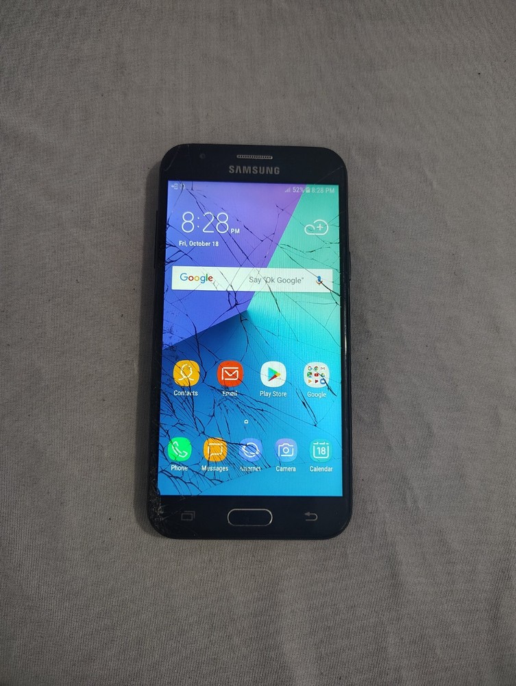 Samsung Galaxy J3 – 16 GB – Silver (AT&T) CRACKED GLASS – PLEASE READ