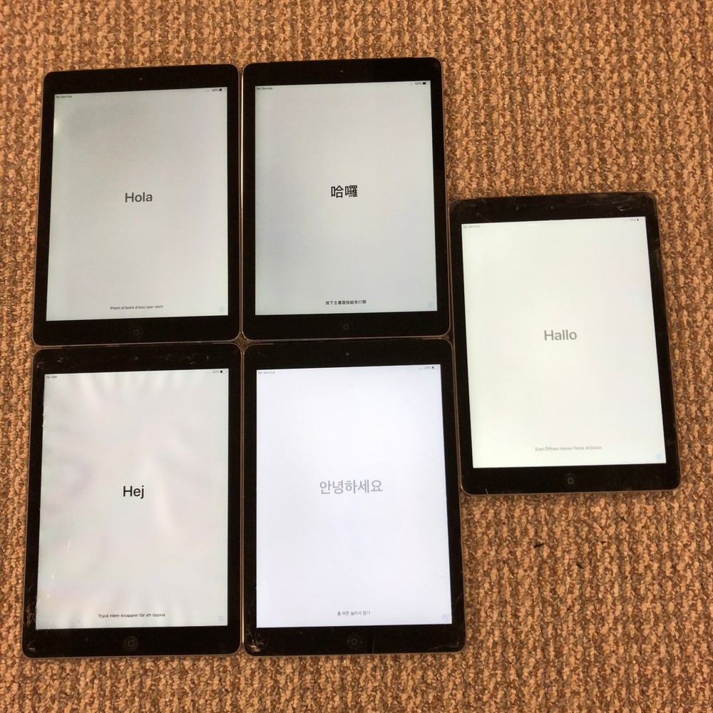 *LOT OF 5* Apple iPad Air 1st Gen A1475 – PARTS OR REPAIR, CRACKED, DEFECTIVE