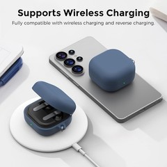 Midnight Blue Shockproof Silicone Case Cover for Samsung Galaxy Buds4/Buds4 Pro
