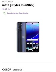 Motorola moto g stylus 5G (2022) – 128GB – Steel Blue (GSM Unlock) (Single SIM)