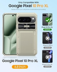 Titanium Gold Drop Proof Wallet Case for Google Pixel 10 Pro XL with Card Holder