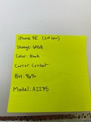 Apple iPhone SE 2 64GB Black Cricket Cellular 3H757LL/A