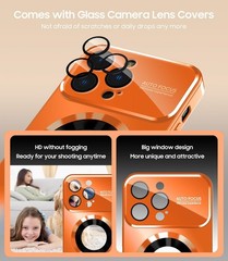 Magnetic for iPhone 12 Pro Max Case, Built-in Camera Lens Protector, Orange