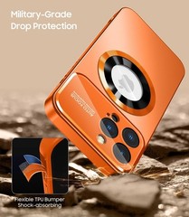 Magnetic for iPhone 12 Pro Max Case, Built-in Camera Lens Protector, Orange