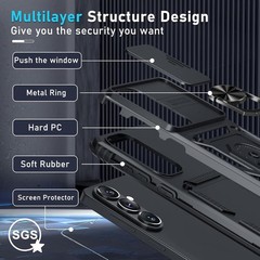 For Samsung Galaxy S26 Case w/ Slide Camera Lens & 1x Screen Protector,Kickstand