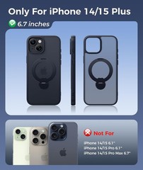 Black iPhone 14 Plus/15 Plus Case with 360 Spin Magnetic Stand – FNTCASE