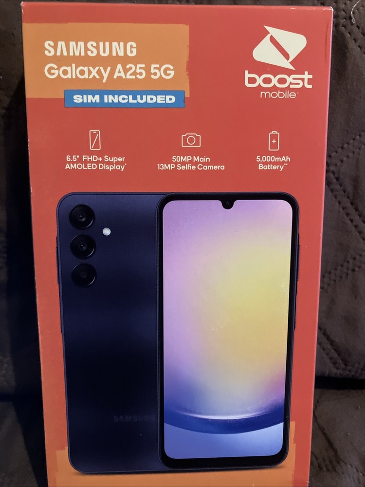 New Samsung A25 5G,6.5” 128gb Black – Only Boost Mobile New Acc Or Upgrade.